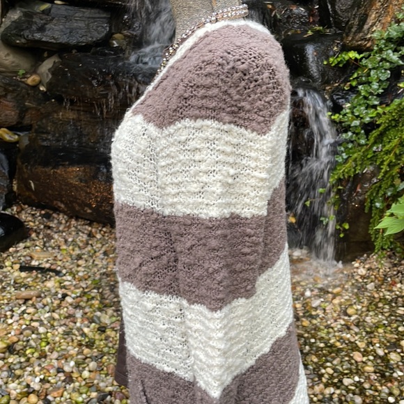 FREE PEOPLE LONG STRIPED CARDIGAN SWEATER - M 🍁🤎 - Picture 5 of 8